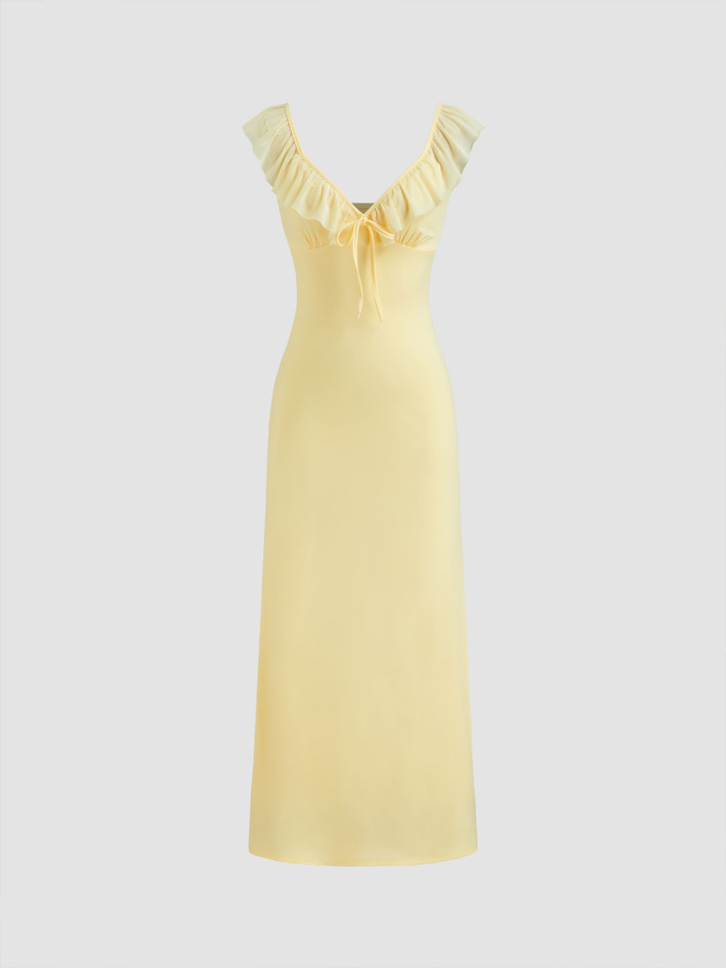 Sweetheart Ruffle Knotted Maxi Dress