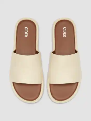 Plattform-Webe- und Kunstlederslipper