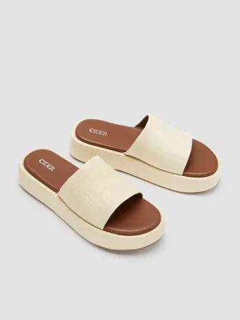 Plattform-Webe- und Kunstlederslipper