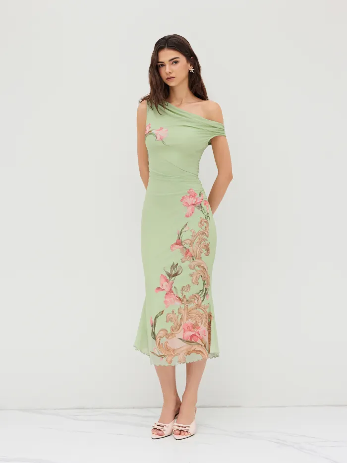 V-neck Solid Split Midi Dress