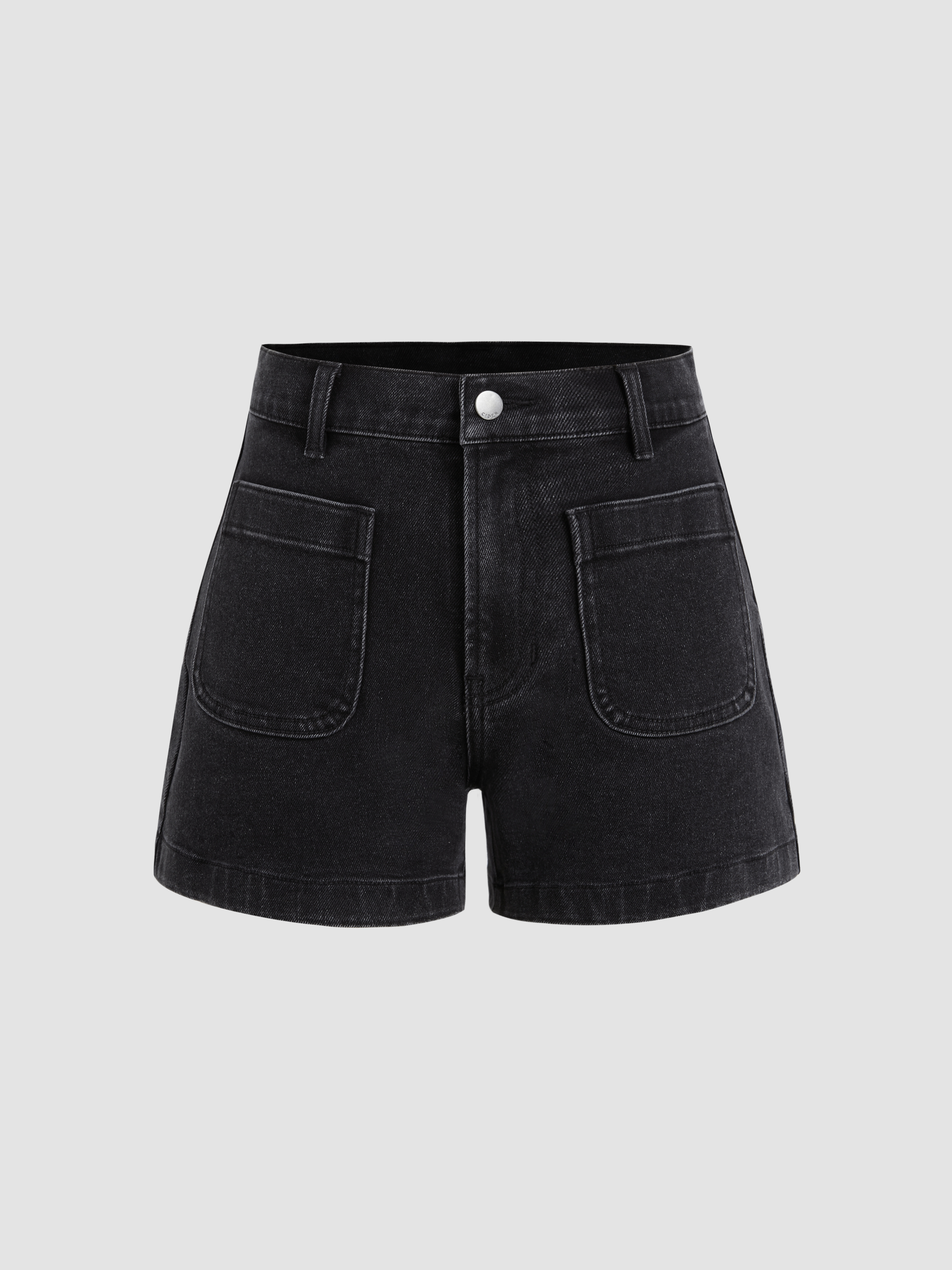 Denim Stretch Denim Straight Leg Micro Shorts For Daily Casual