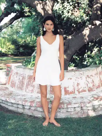 Linen-blend Cowl Neck Backless Mini Dress