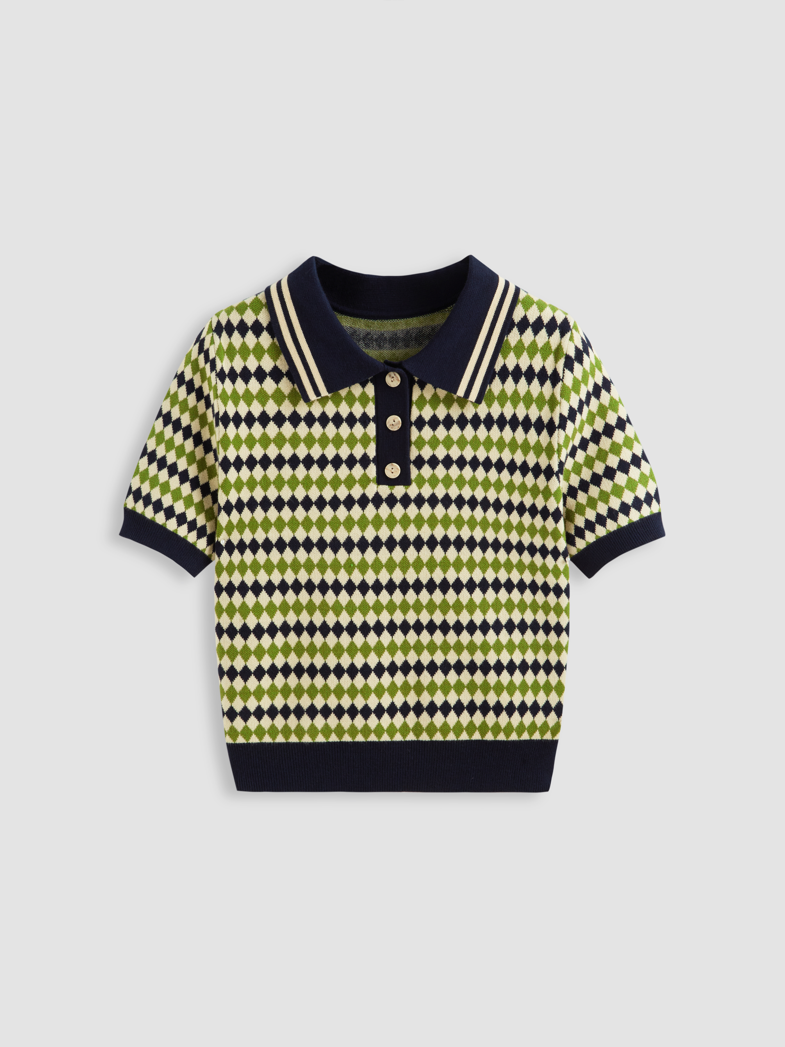【COSYHARU】Millet Button Collar Short Sleeve Knit Three-Button Collar Short Sleeve Knit - COSYHARU | 60