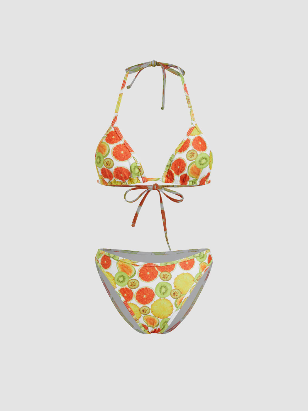 Halter Neckline Fruit Knotted Triangle Cheeky Bikini Set