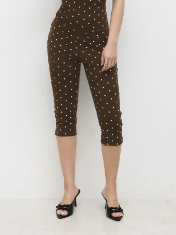 Cotton-Mischung Mittelhöhe Punkte Capri Leggings