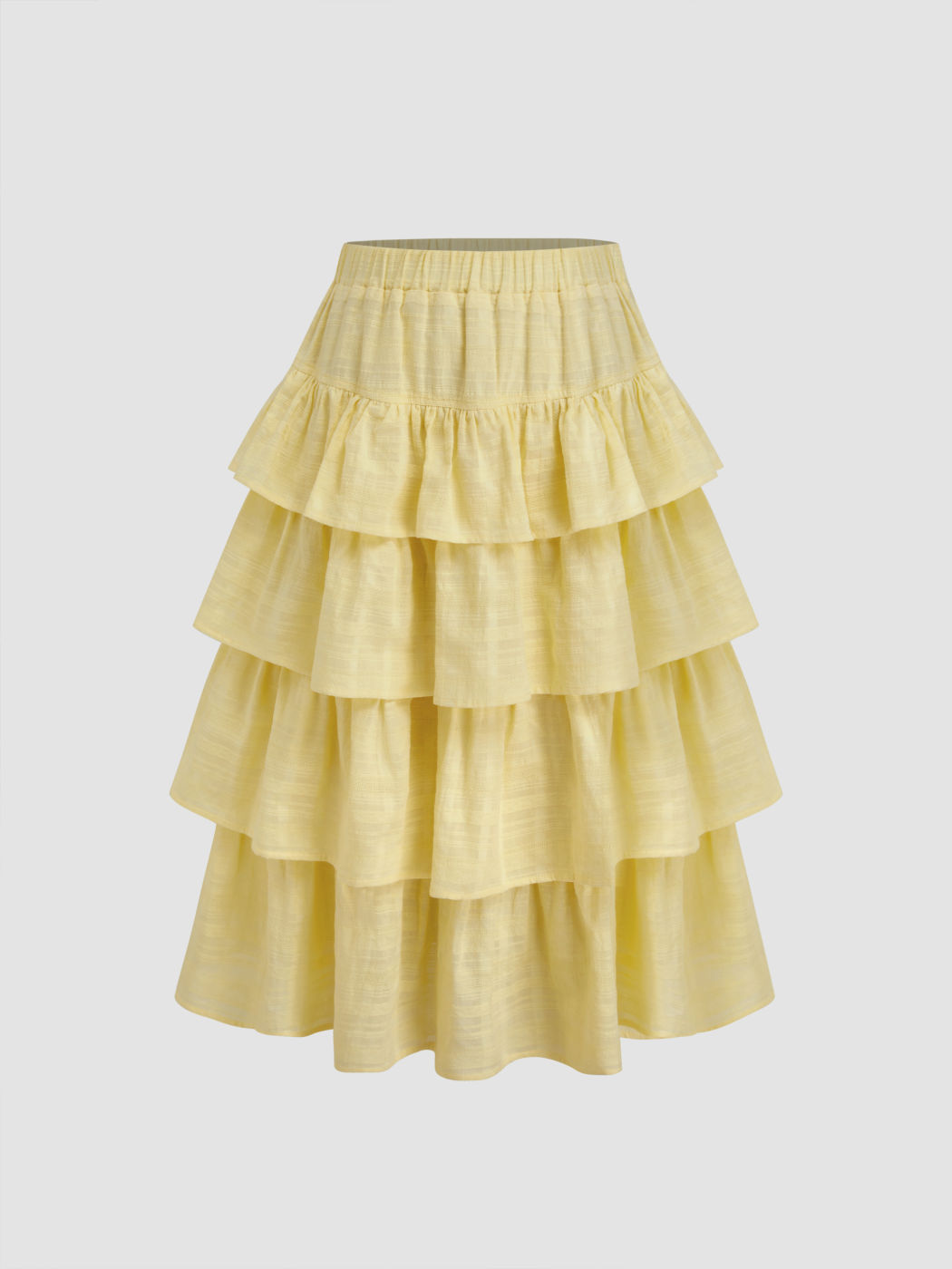 100% Baumwolle, voluminöse Midi-Skirt mit Rüschensaum und Schichten