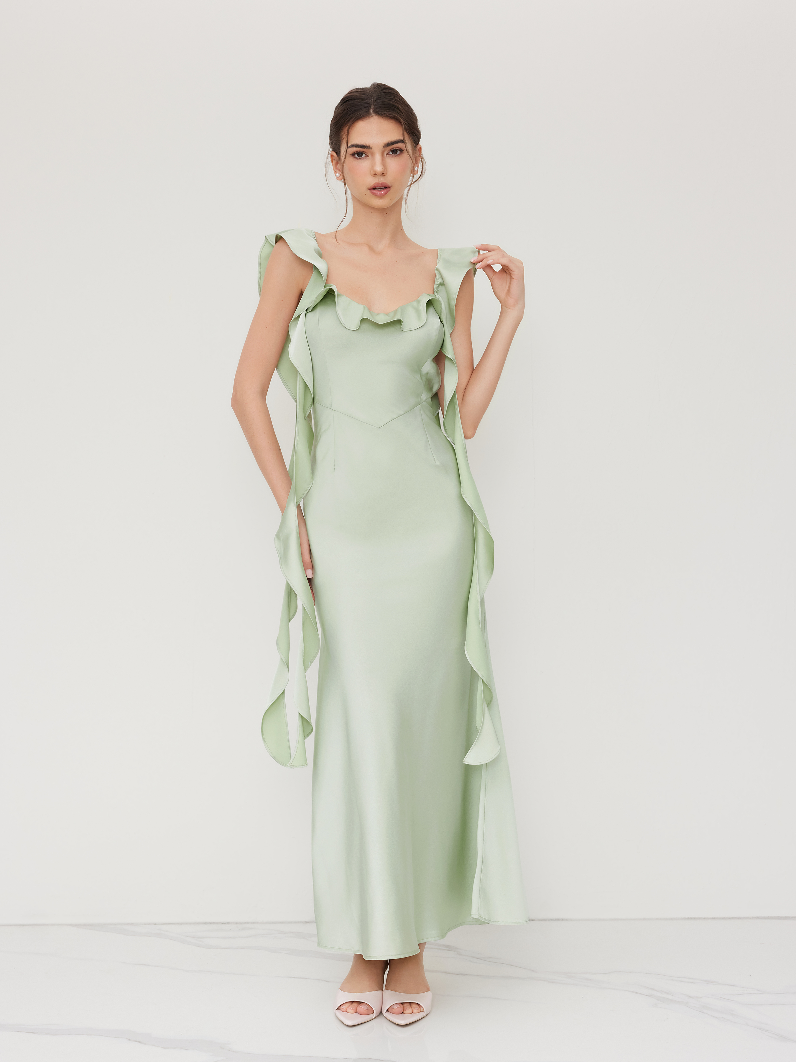 タグ付き✨et.UNiVER Many way frill dress 3way 3D Flower Halter Neck Frill Maxi Dress – JardinVue