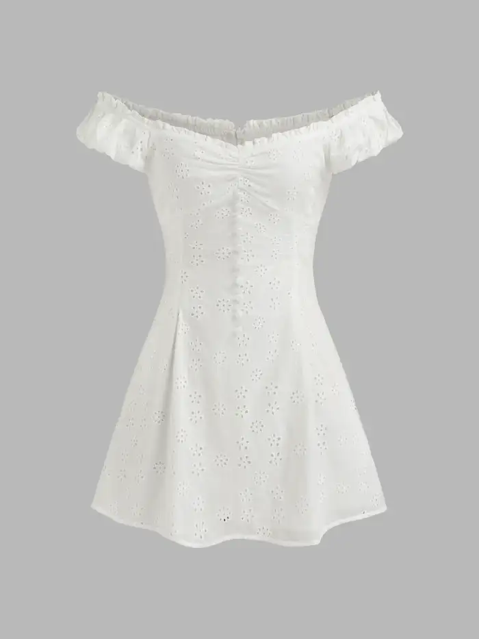 Western Outfits Chiffon Floral Jacquard Mini Dress For Date