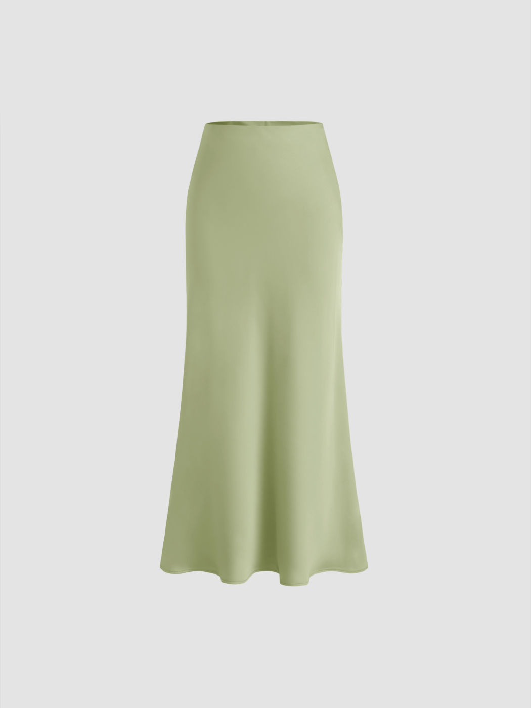 Satin Mid Rise Ruffle Bias Maxi Skirt