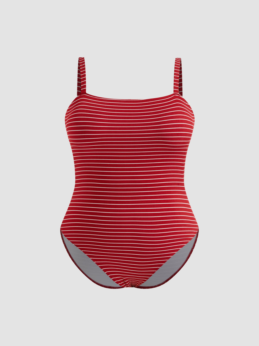 Adjustable Straps Shaping Square Neck Stripe One Piece Swimsuit Curve & Plus