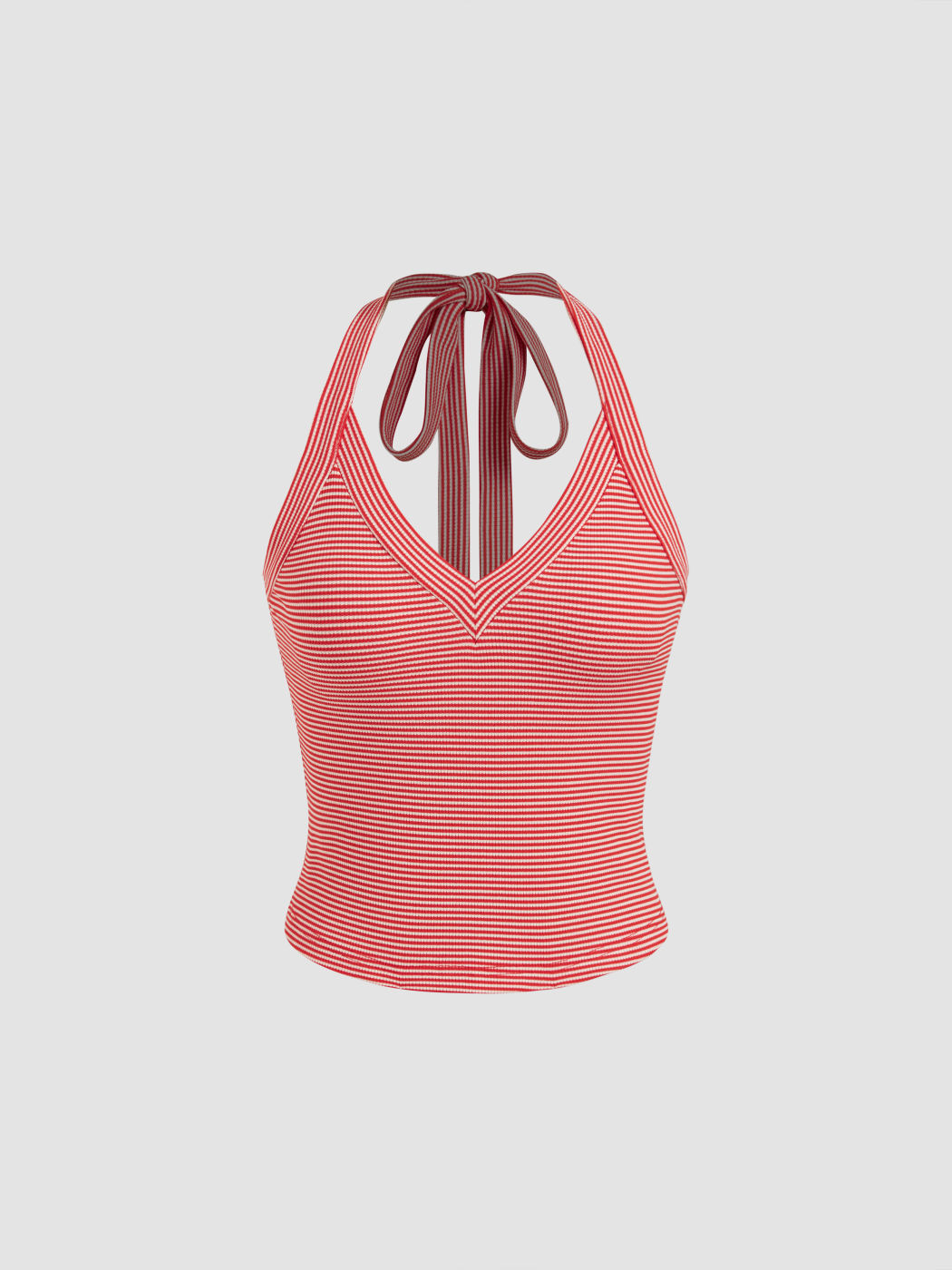 Halter Neckline Stripe Knotted Cami Top