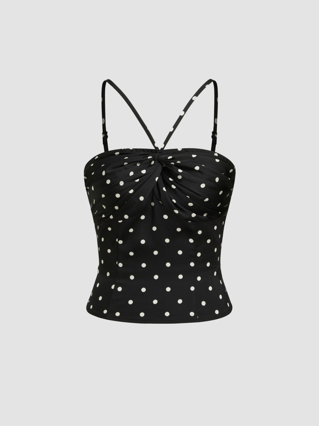 Square Neck Polka Dot Twist Crop Cami Top