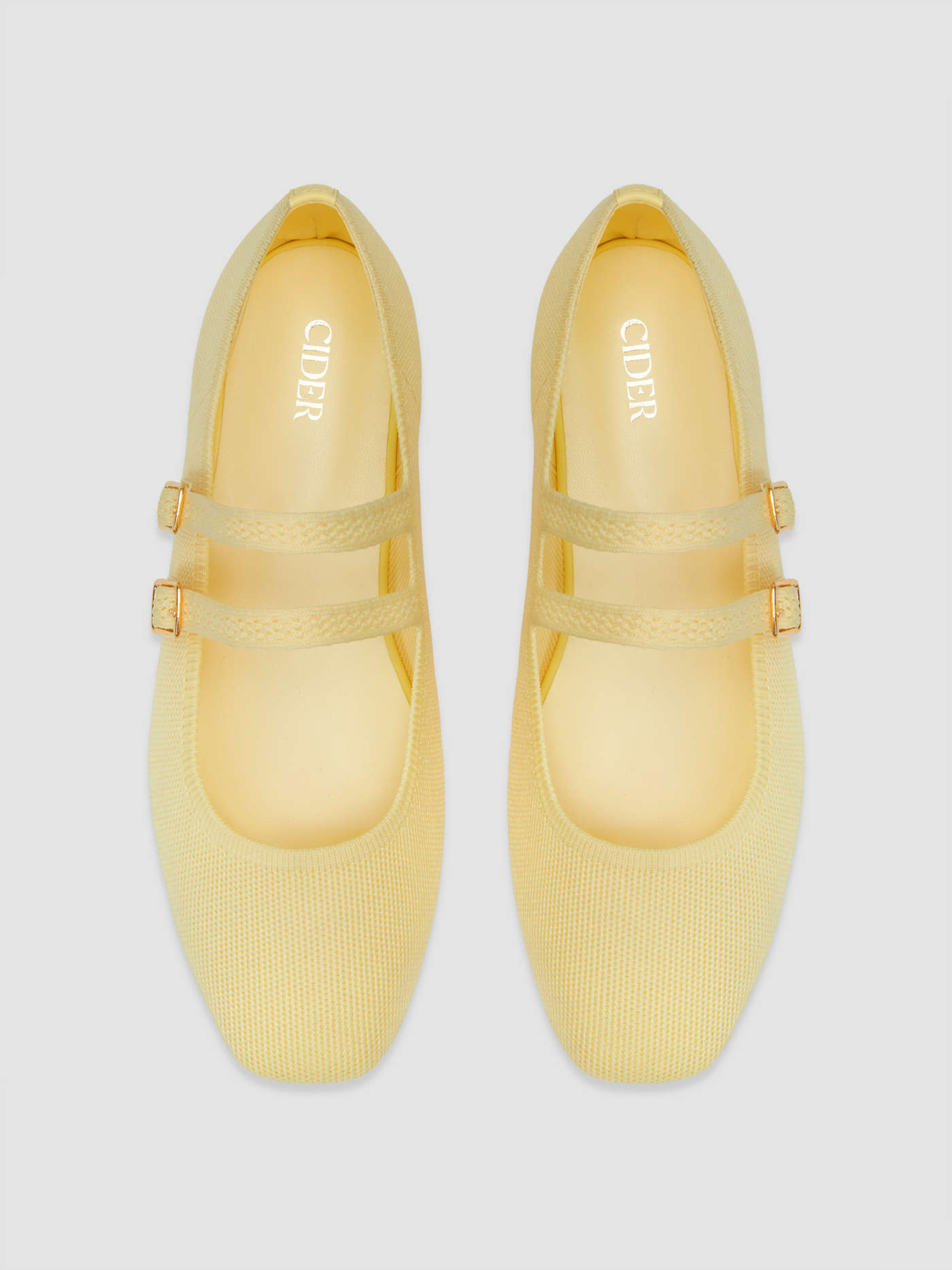 DOUBLE STRAP KNITTED MARY JANE FLATS