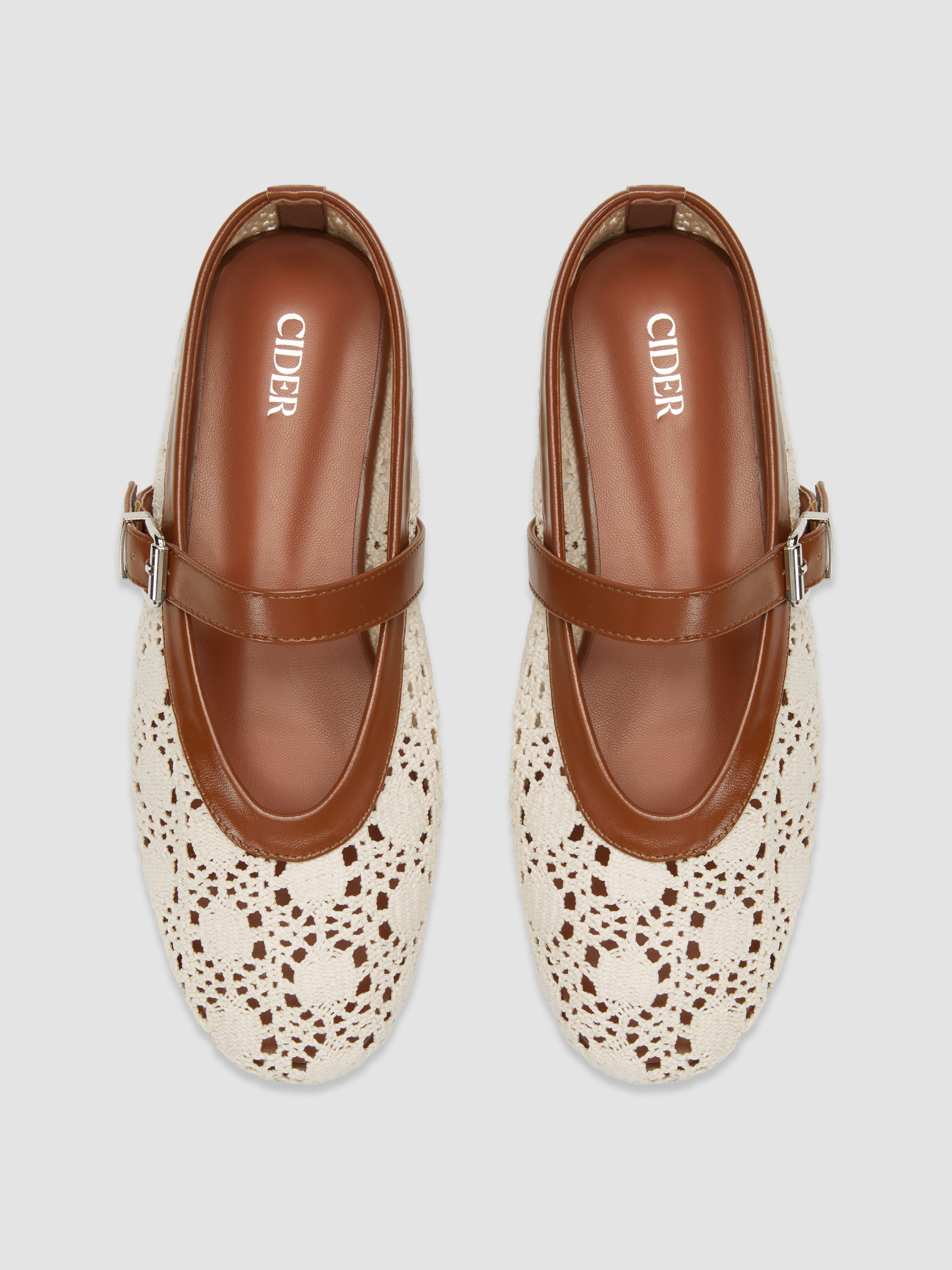 FLORAL WOVEN & FAUX LEATHER ADJUSTABLE STRAP FLATS