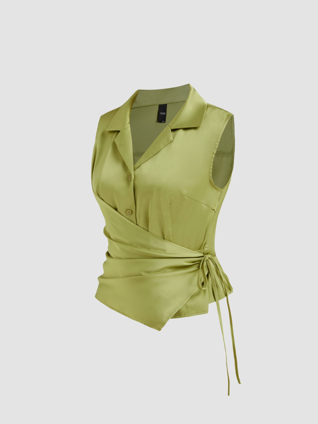 Satin-Halsband-Knoten-Oberteil Kurve & Plus