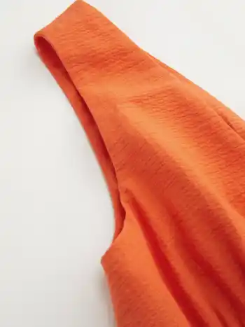 Baumwollmischung V-Ausschnitt Perlenverziertes Maxikleid