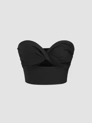 Cotton Twist Crop Bandeau Oberteil & Mittelhohe Treppenmaxirock Set