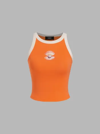 Cotton-blend Shell Contrasting Binding Tank Top