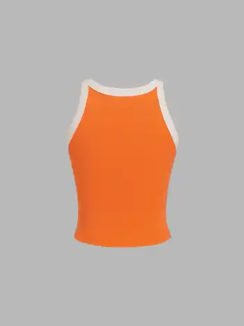 Cotton-blend Shell Contrasting Binding Tank Top