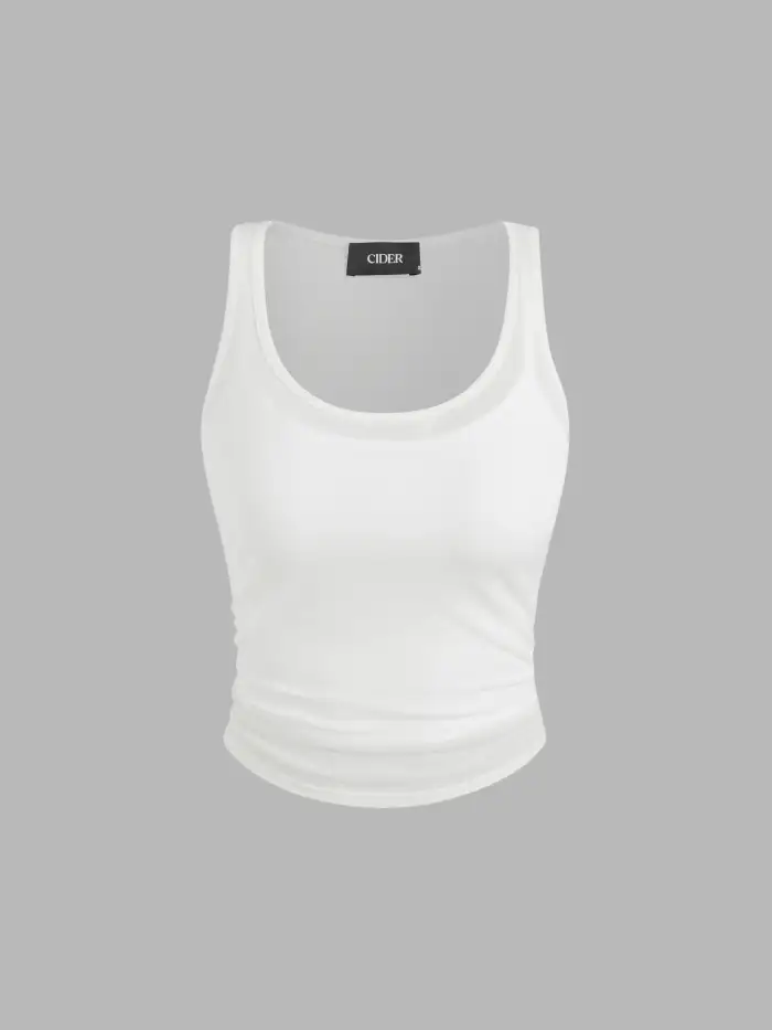 CDR Cowl Neck Ruched Tank Top & Asymmetrical Hem Mini Skort Set
