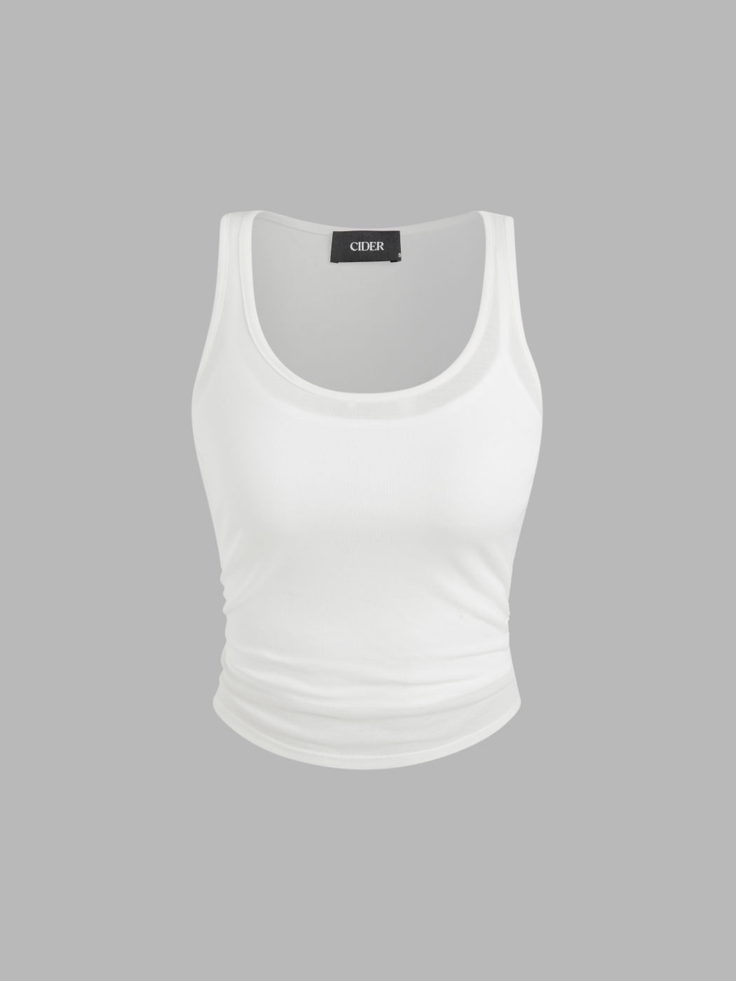 Two Pieces Cotton-blend Ruched Tank Top With Crop Cami Top