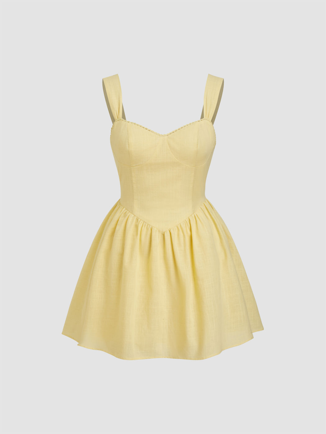 Cotton-blend Sweetheart Lettuce Trim Mini Dress