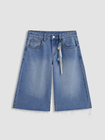 Cider Denim Low Rise Hangings Wide Leg Bermuda Jorts