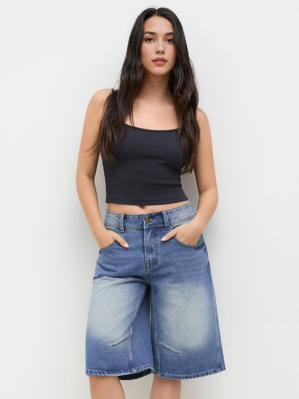 Cider Denim Mid Rise Wide Leg Jorts