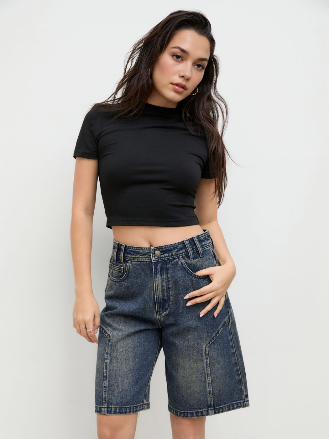 Cider Denim Mid Rise Pocket Bermuda Jorts