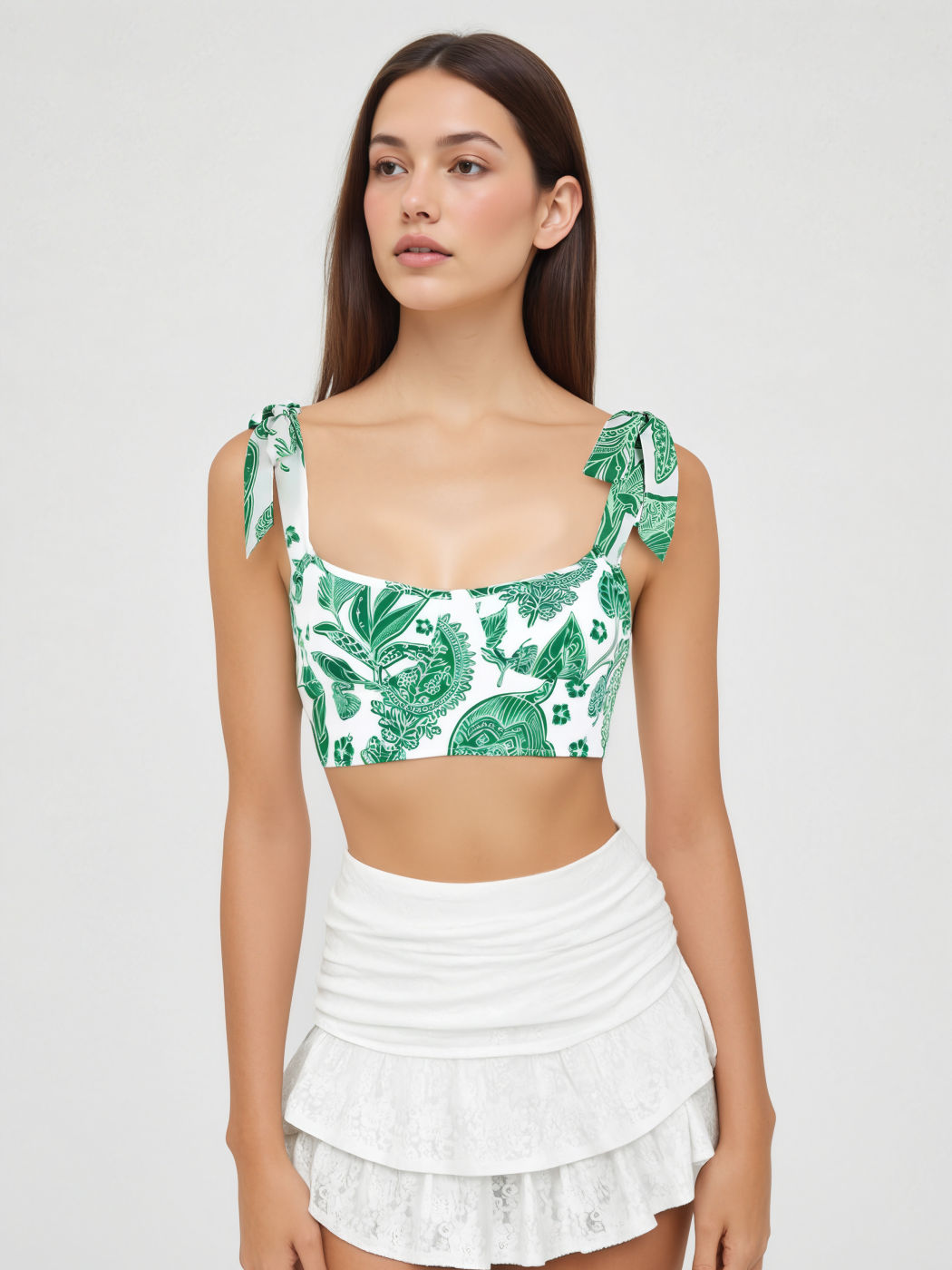 Boho Tropical & Animal Tie Shoulder Crop Tank Top