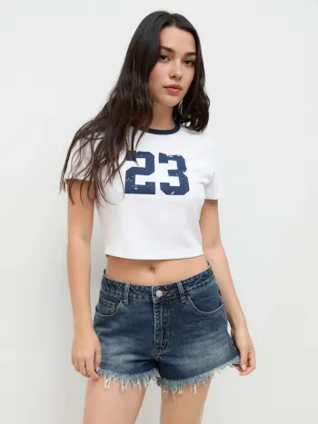 Cider Denim Low-Rise Shorts mit Rohrand