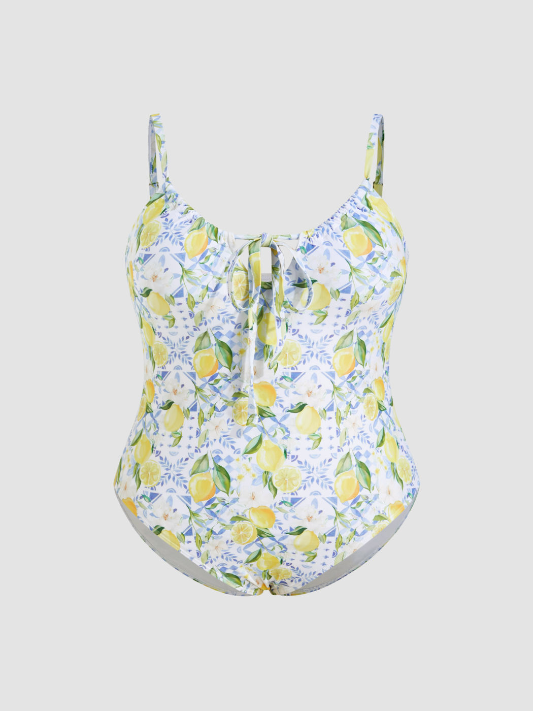Shaping Sweetheart Lemon Cut Out Knotted One Piece Swimsuit Curve & Plus