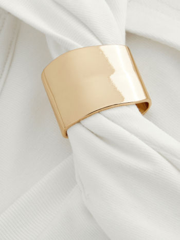 Asymmetrical Neck Buckle Twist Tee