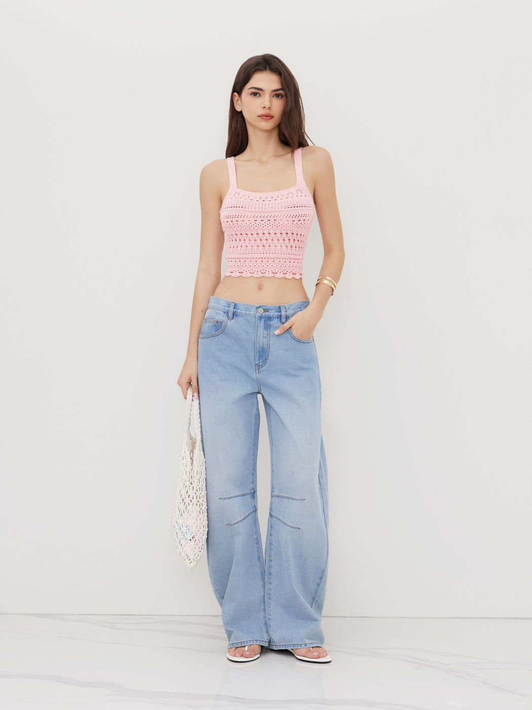 Strick-Crop-Tank-Top mit Ausschnitten
