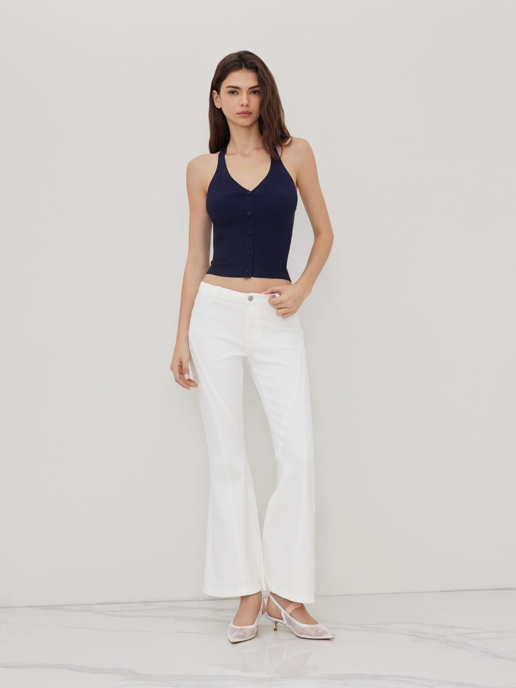 High Stretch Denim Low Rise Flared Jeans