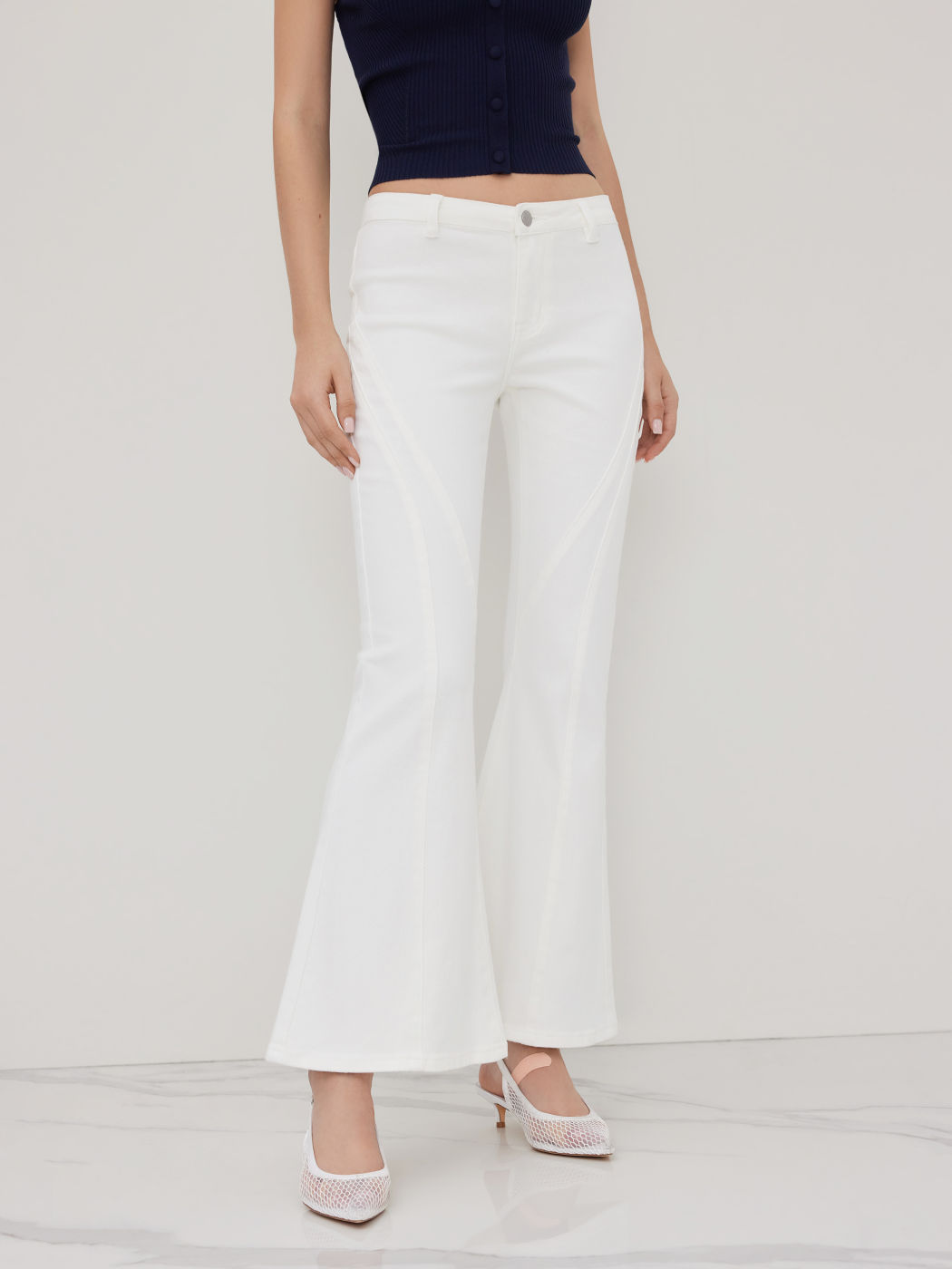 High Stretch Denim Low Rise Flared Jeans
