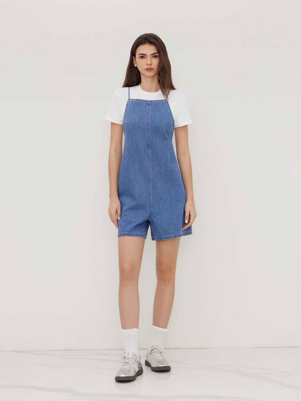 Denim Backless Cami Romper