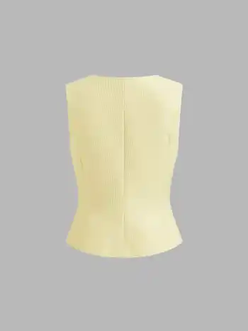 Jacquard-V-Ausschnitt-Bows-Blazer-Weste