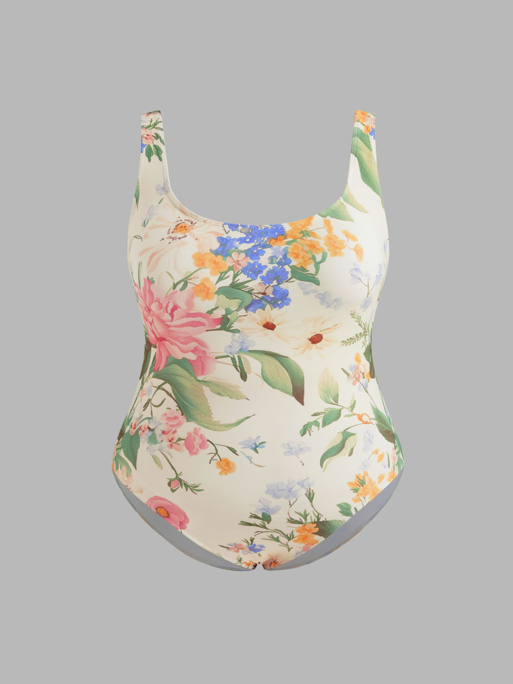 Shaping Square Neck Floral One Piece Swimsuit Curve & Plus