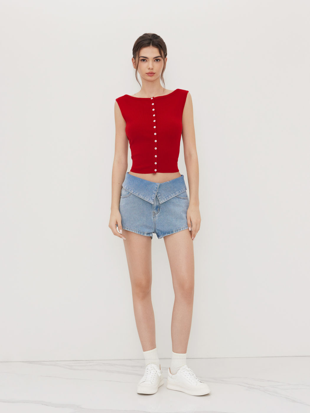 Denim Low-Rise Knick-Mikro-Shorts