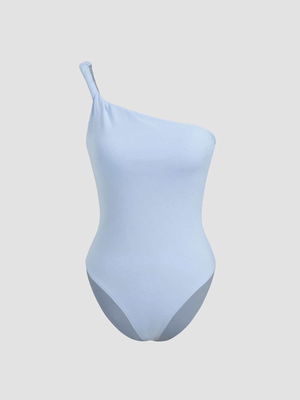 Cotton-blend Asymmetrical Neck Twist Bodysuit