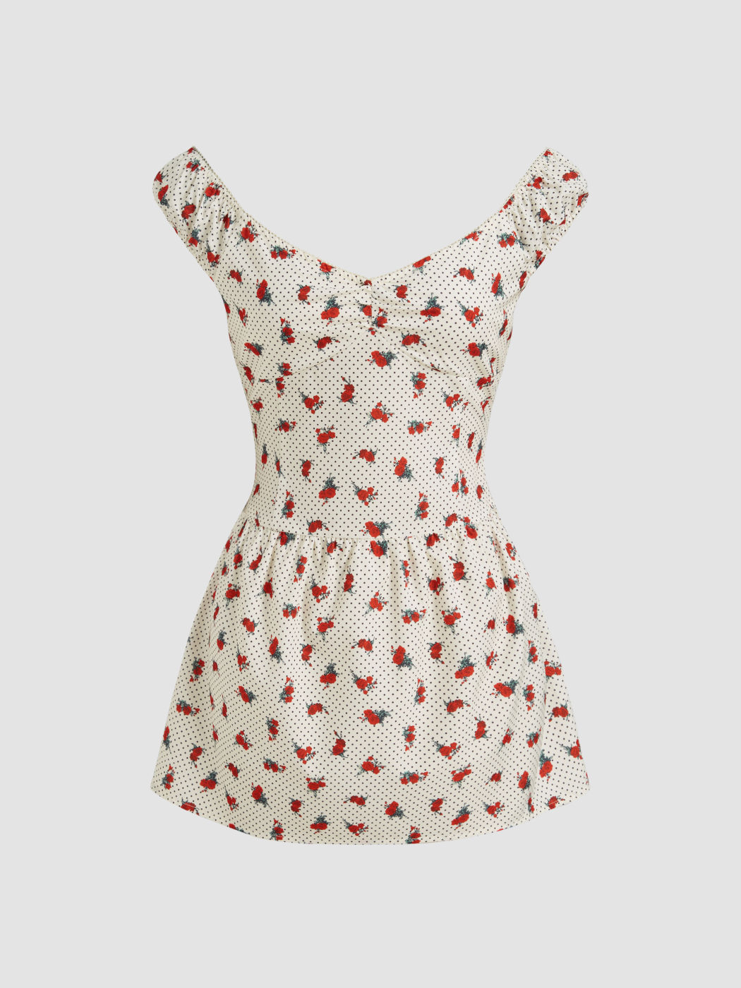 Floral Polka Dot Ruffle Mini Dress