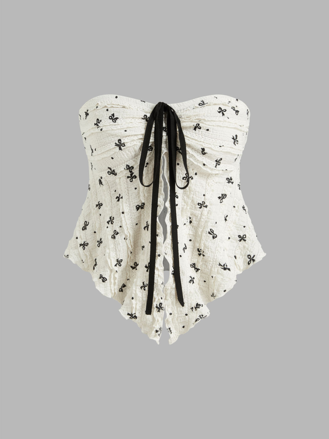 Two Way Bowknot Texture Knotted Split Bandeau Top