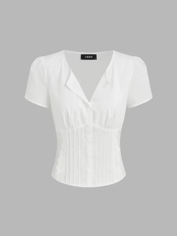 Cotton Cotton Broderie Anglaise Hem Cut Out Tank Top For Daily Casual