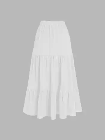 Kleine Maxi-Skirt mit elastischem Bund und gekräuseltem Hemd, Mittelhöhe