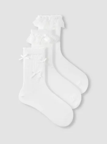 SET MIT 3 PAAR ANKELSOCKEN MIT BÜGEL, BUNDEN UND HERZEN