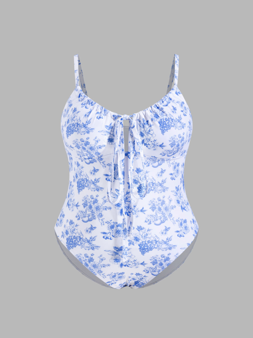 Shaping Square Neck Floral Knotted One Piece Swimsuit Curve & Plus