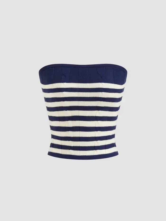 Below Deck Stripe Bandeau Knit Top