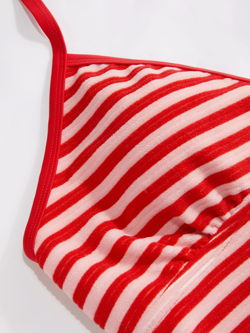 V-neck Stripe Knotted Halter Tie Side Tankini Bikini Set Curve & Plus