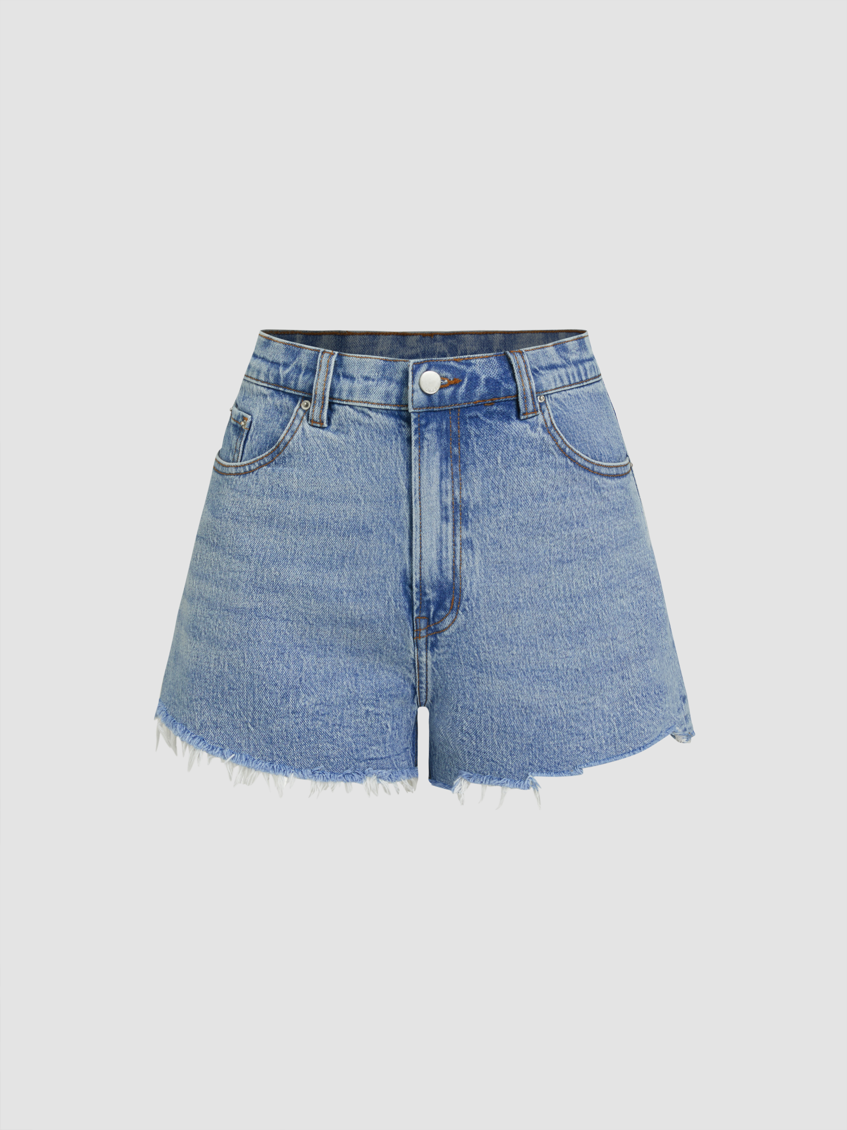 Denim Butterfly Rhinestone Wide Leg Jean Shorts For Daily